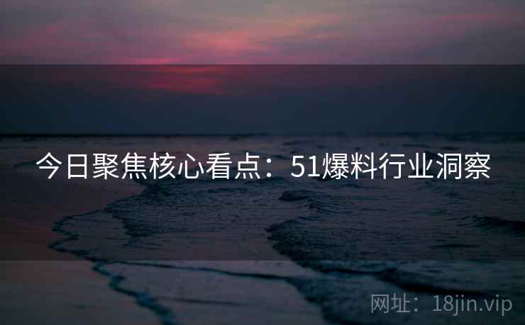 今日聚焦核心看点：51爆料行业洞察